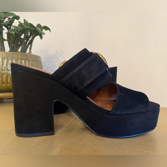 NEW Kurt Geiger Black Suede Leather Platform Mayfair Sandal 7/37 - Picture 5 of 14